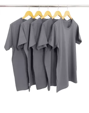 KIT 5 Camisetas de Algodão Premium Cinza Chumbo