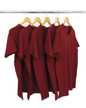 KIT 5 Camisetas de Algodão Premium Bordô