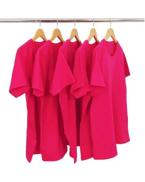 KIT 5 Camisetas de Algodão Premium Rosa Pink
