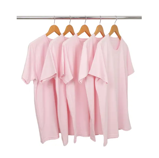 KIT 5 Camisetas de Poliéster/Sublimática Rosa Claro