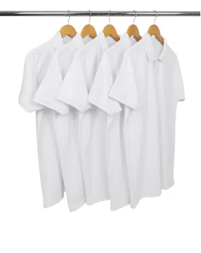 KIT 5 Camisas Polo Piquet Masculina Branca