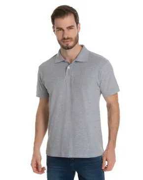 KIT 5 Camisas Polo Piquet Masculina Cinza Mescla