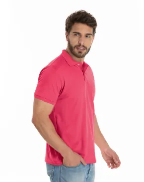KIT 5 Camisas Polo Piquet Masculina Rosa Pink 