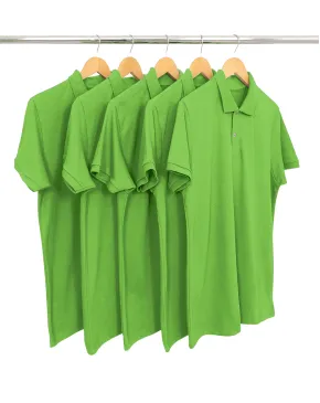 KIT 5 Camisas Polo Piquet Masculina Verde Limão