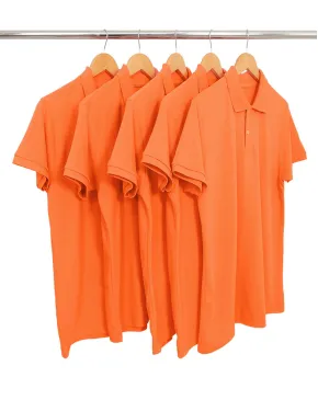 KIT 5 Camisas Polo Piquet Masculina Laranja
