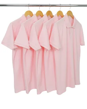 KIT 5 Camisas Polo Piquet Masculina Rosa Claro