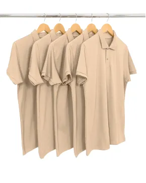 KIT 5 Camisas Polo Piquet Masculina Areia