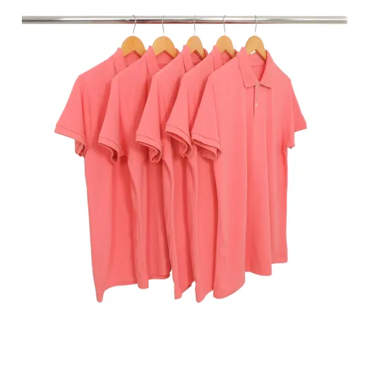 KIT 5 Camisas Polo Piquet Masculina Salmão