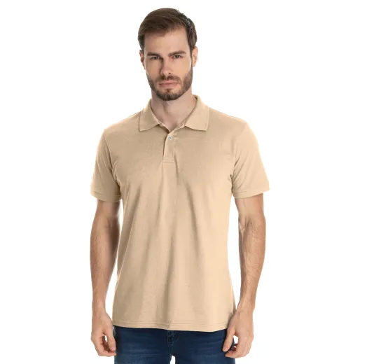 KIT 5 Camisas Polo Piquet Masculina Areia