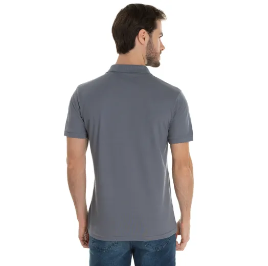 Camisa Polo Piquet Masculina Cinza Chumbo