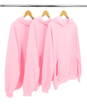 Kit 3 Moletons Canguru com Capuz Rosa Claro