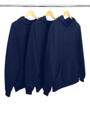 Kit 3 Moletons Canguru com Capuz Azul Marinho