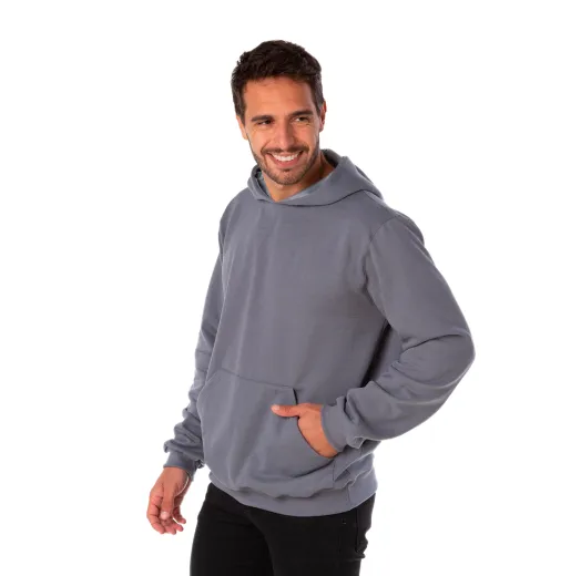 Moletom Canguru com Capuz Cinza Chumbo