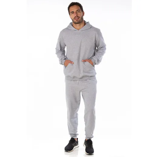 Conjunto Moletom Masculino com Capuz Cinza Mescla
