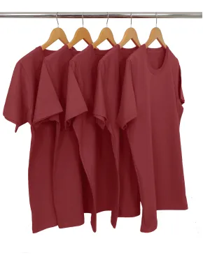 Kit 5 Camisetas Pv / Malha Fria Bordô