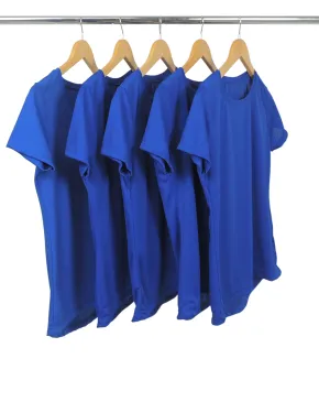 KIT 5 Camisetas Femininas Dry Fit Azul Royal Proteção UV 30+