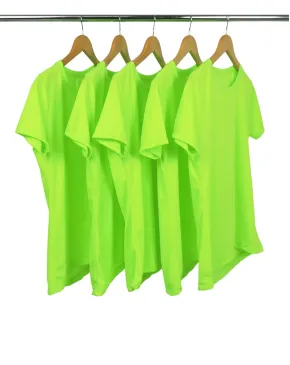 KIT 5 Camisetas Femininas Dry Fit Verde Fluorescente Proteção UV 30+