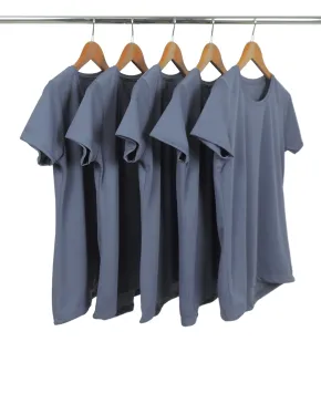 KIT 5 Camisetas Femininas Dry Fit Cinza Titanium Proteção UV 30+