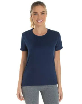 KIT 5 Camisetas Femininas Dry Fit Azul Marinho Proteção UV 30+