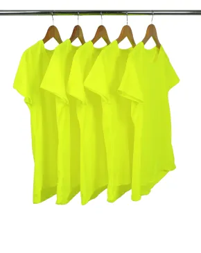 KIT 5 Camisetas Femininas Dry Fit Amarelo Fluorescente Proteção UV 30+
