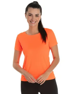 KIT 5 Camisetas Femininas Dry Fit Laranja Fluorescente Proteção UV 30+