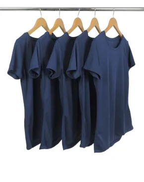 KIT 5 Camisetas Femininas Dry Fit Azul Marinho Proteção UV 30+