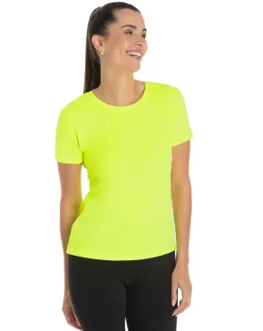 Camiseta Feminina Dry Fit Amarelo Fluorescente Proteção UV 30+