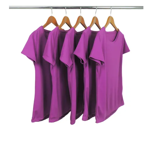 KIT 5 Camisetas Femininas Dry Fit Roxas Proteção UV 30+