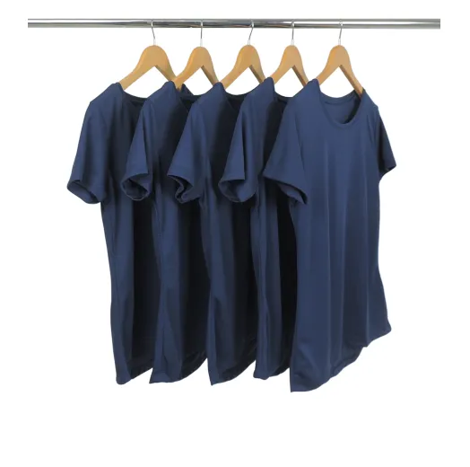 KIT 5 Camisetas Femininas Dry Fit Azul Marinho Proteção UV 30+