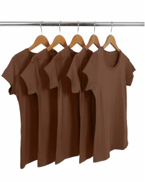 KIT 5 Baby Look de Algodão Premium Marrom