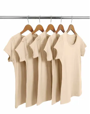 KIT 5 Baby Look de Algodão Premium Areia