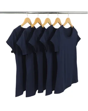 KIT 5 Baby Look de Algodão Premium Azul Marinho