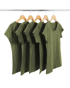 KIT 5 Baby Look de Algodão Premium Verde Militar