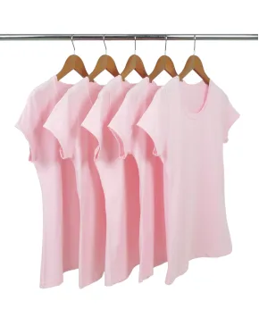 KIT 5 Baby Look de Algodão Premium Rosa Claro