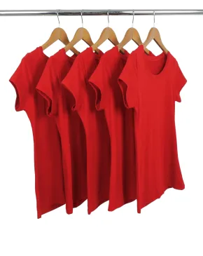 KIT 5 Baby Look de Algodão Premium Vermelhas