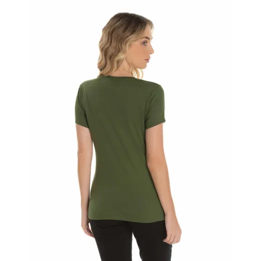 KIT 5 Baby Look de Algodão Premium Verde Militar