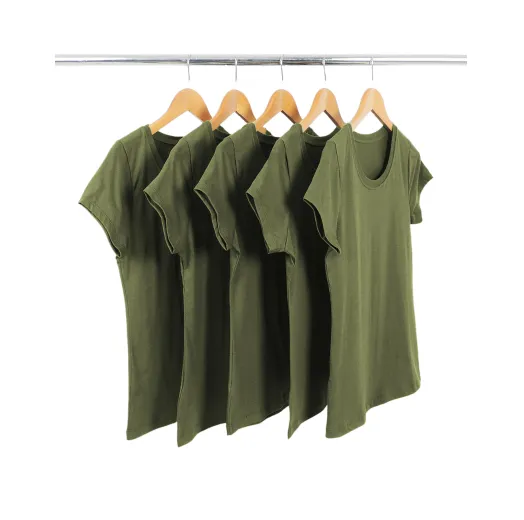 KIT 5 Baby Look de Algodão Premium Verde Militar