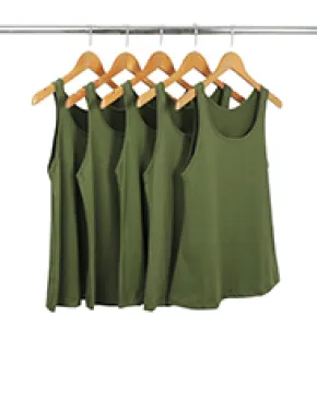 KIT 5 Regatas Femininas de Algodão Premium Verde Militar