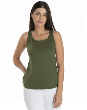 Regata Feminina de Algodão Premium Verde Militar