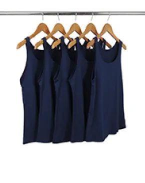 KIT 5 Regatas Femininas de Algodão Premium Azul Marinho