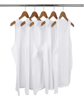 KIT 5 Regatas de Algodão Premium Brancas