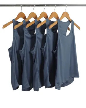 Kit 5 Regatas Feminina Dry Fit Cinza Titanium Proteção UV 30+