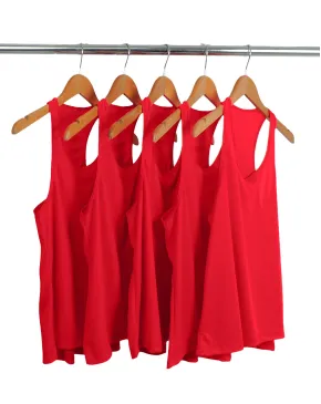 Kit 5 Regatas Feminina Dry Fit Vermelha Proteção UV 30+