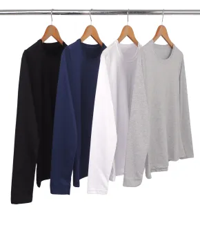 Kit 4 Camisetas Femininas Manga Longa de Algodão Penteado