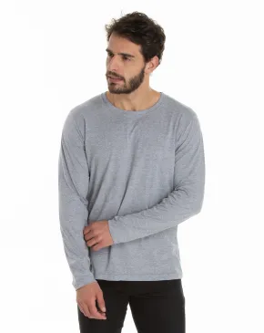 KIT 5 Camisetas Manga Longa de Algodão Premium Cinza Mescla