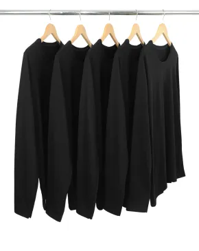 KIT 5 Camisetas Manga Longa de Algodão Premium Pretas
