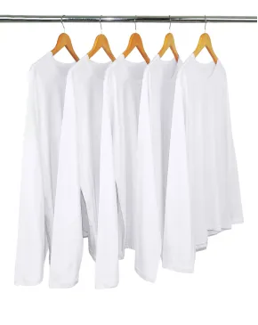 KIT 5 Camisetas Manga Longa de Algodão Premium Branca