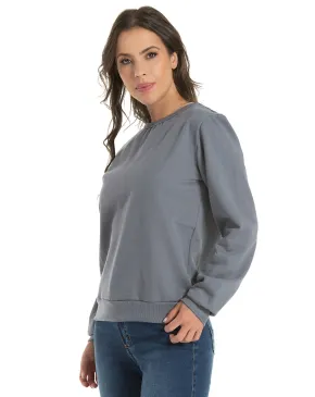 Kit 3 Blusões de Moletom Feminino Cinza Chumbo 