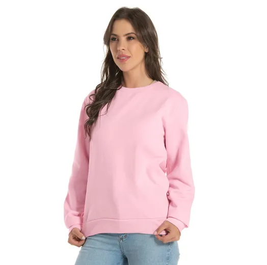 Kit 3 Blusões de Moletom Feminino Rosa Claro