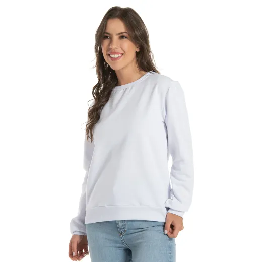Kit 3 Blusões de Moletom Feminino Branco